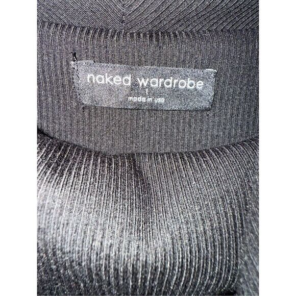 Naked Wardrobe Ribbed Sleeveless Cowl neck Asymmetrical Crop Top In Black - Picture 6 of 9